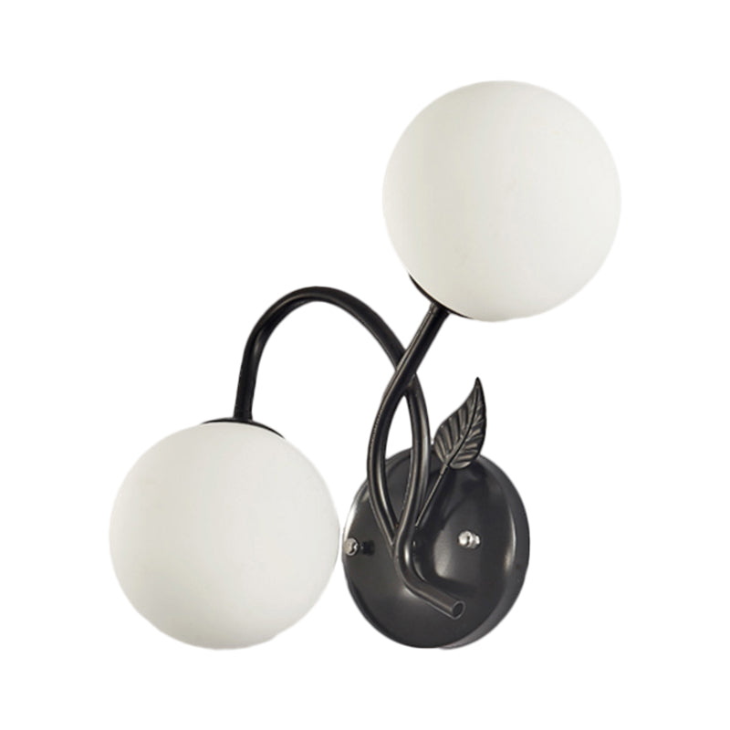 Vivolux | Traditionele Sferische Wandlamp 2-Lichts Facetglas Wandlamp Armatuur in Zwart