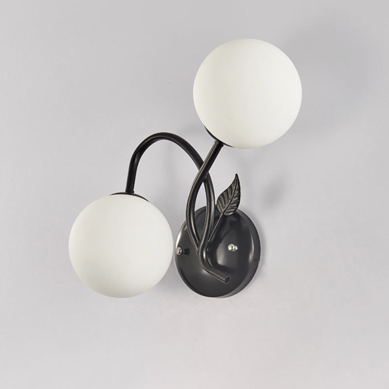 Vivolux | Traditionele Sferische Wandlamp 2-Lichts Facetglas Wandlamp Armatuur in Zwart