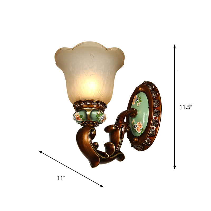 Vivolux | 1 Kopf Opalglas Wandleuchte Traditionelle braune blumenförmige Flurwandbeleuchtung