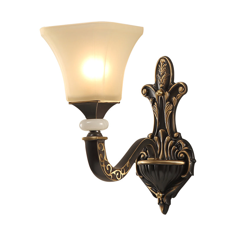 Vivolux | Schwarz 1/2-Glühbirne Wandmontierte Leuchten Retro Milchglas Auslauf Schirm Wandlampe