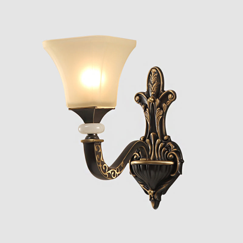 Vivolux | Schwarz 1/2-Glühbirne Wandmontierte Leuchten Retro Milchglas Auslauf Schirm Wandlampe