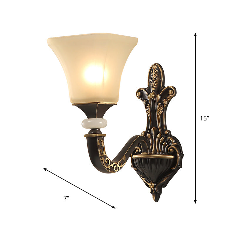Vivolux | Schwarz 1/2-Glühbirne Wandmontierte Leuchten Retro Milchglas Auslauf Schirm Wandlampe