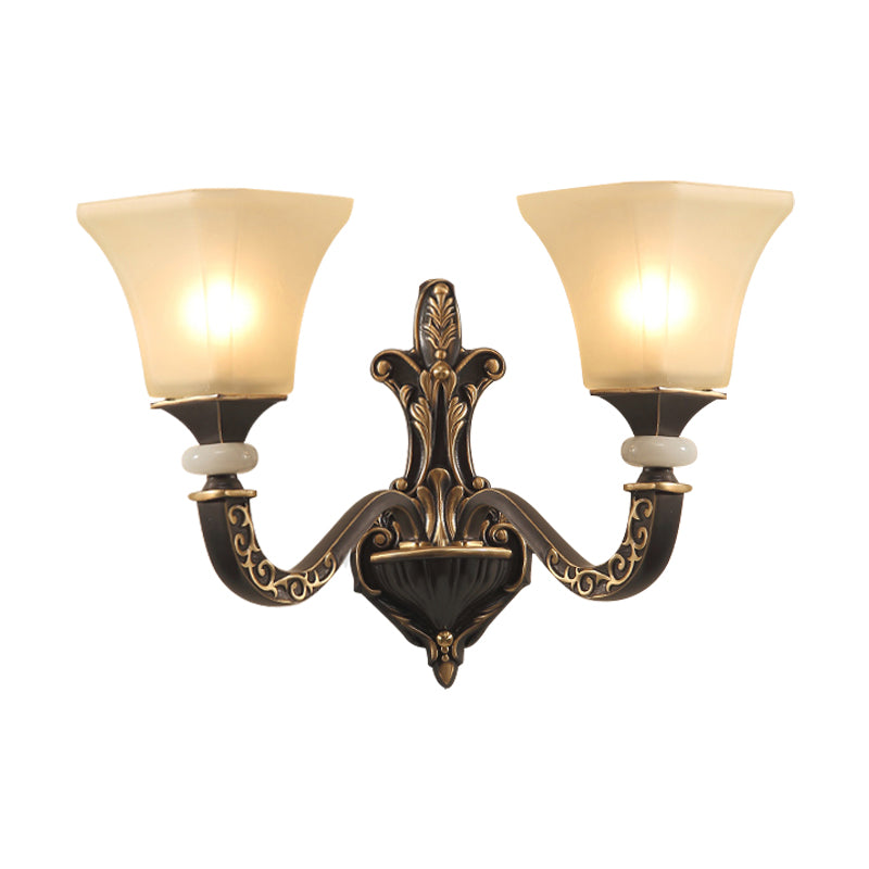 Vivolux | Schwarz 1/2-Glühbirne Wandmontierte Leuchten Retro Milchglas Auslauf Schirm Wandlampe