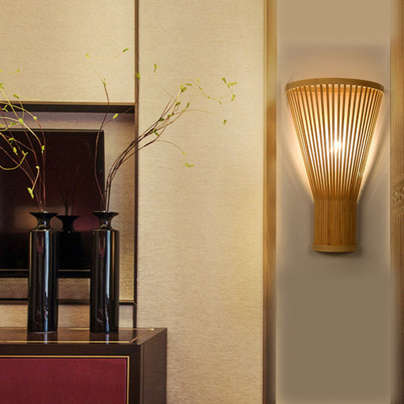 Vivolux | Handgemaakt Bamboe Wandlamp Aziatische Stijl 1-Lamp Beige Wandverlichting voor Bedside