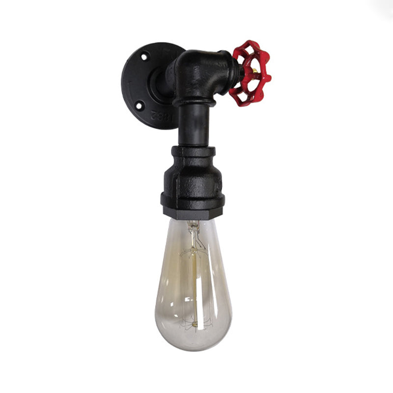 Vivolux | 1 Kop metalen wandverlichting industrieel zwart/antiek messing waterpijp slaapkamer wandlamp met klep