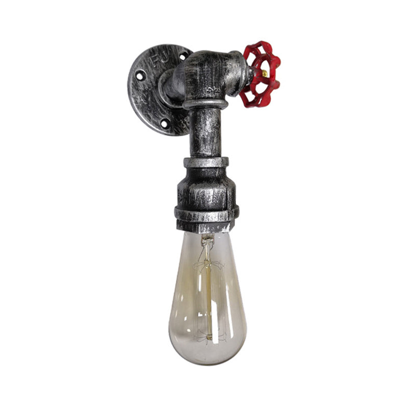 Vivolux | 1 Kop metalen wandverlichting industrieel zwart/antiek messing waterpijp slaapkamer wandlamp met klep