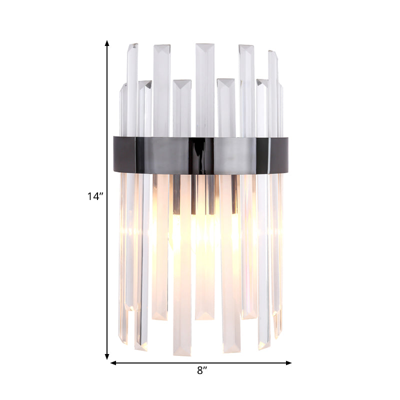 Vivolux | 1 Kopf Wand Sconce Beleuchtung mit Eiszapfen Kristall zeitgenössische Esszimmer Wandlampe in Schwarz