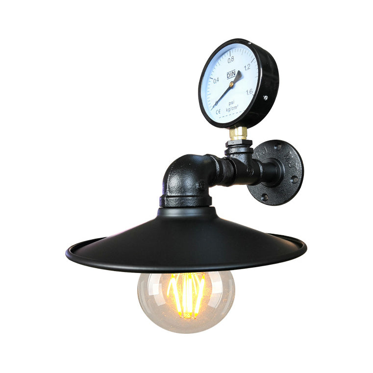 Vivolux | 1 Glühbirne Flared Wandbeleuchtung mit Gauge Deco Vintage Industrie Schwarz/Wetterschutz Kupfer Metallisch Sconce Lampe