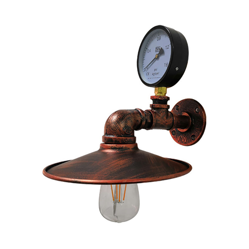 Vivolux | 1 Glühbirne Flared Wandbeleuchtung mit Gauge Deco Vintage Industrie Schwarz/Wetterschutz Kupfer Metallisch Sconce Lampe