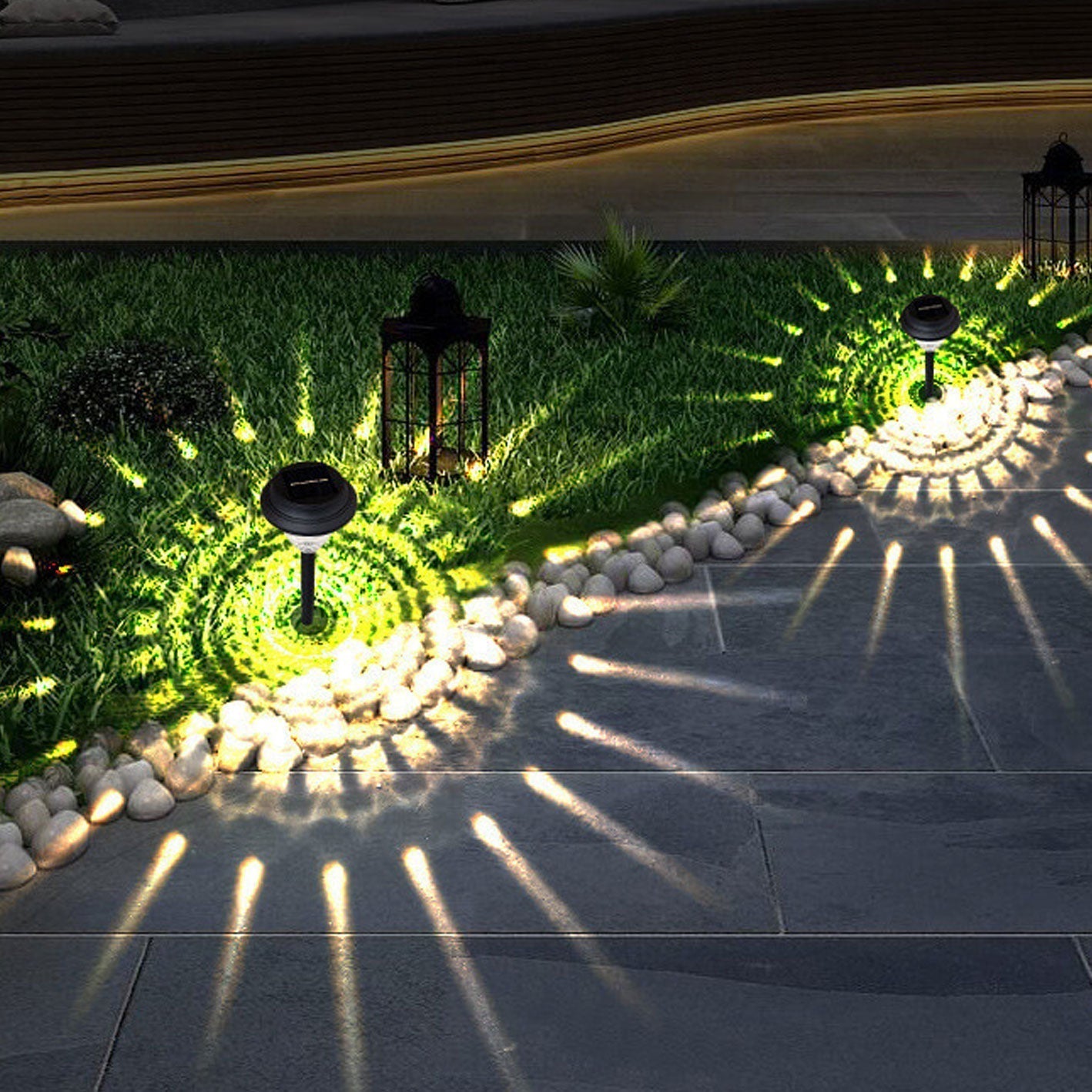 Vivolux | Solar wasserdicht kreisförmig divergente Licht Schatten Design LED Außen Garten Dekorationslicht