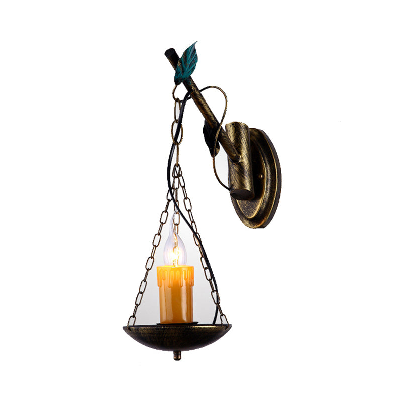 Vivolux | Rustic Loft Kaars Wandlamp Metaal 1 Licht Keuken Wandverlichting in Verouderd Messing