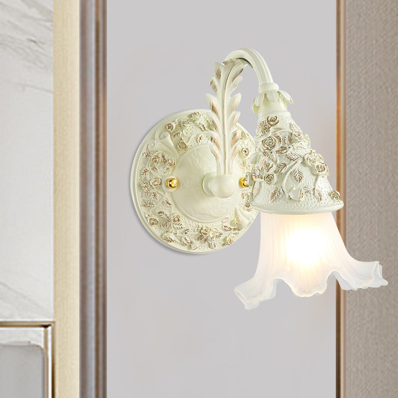 Vivolux | Rüsch Bad Waschtisch Wandlampe Antikes Mattschlanglas 1/2/3-Birne Weiße Wandmontage Lichtarmatur
