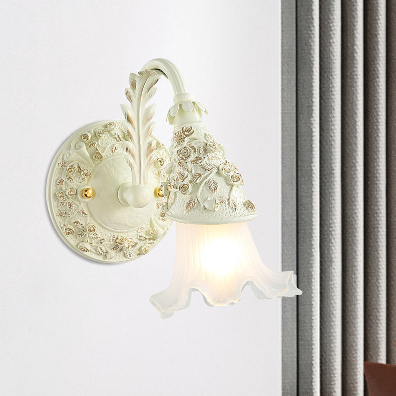 Vivolux | Rüsch Bad Waschtisch Wandlampe Antikes Mattschlanglas 1/2/3-Birne Weiße Wandmontage Lichtarmatur