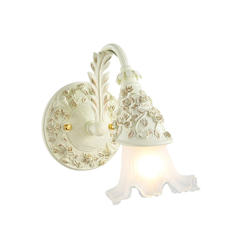Vivolux | Rüsch Bad Waschtisch Wandlampe Antikes Mattschlanglas 1/2/3-Birne Weiße Wandmontage Lichtarmatur