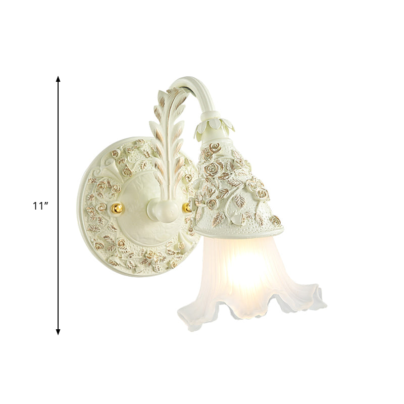 Vivolux | Rüsch Bad Waschtisch Wandlampe Antikes Mattschlanglas 1/2/3-Birne Weiße Wandmontage Lichtarmatur