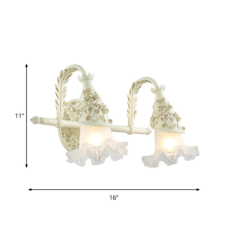 Vivolux | Rüsch Bad Waschtisch Wandlampe Antikes Mattschlanglas 1/2/3-Birne Weiße Wandmontage Lichtarmatur