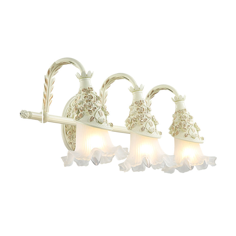Vivolux | Rüsch Bad Waschtisch Wandlampe Antikes Mattschlanglas 1/2/3-Birne Weiße Wandmontage Lichtarmatur