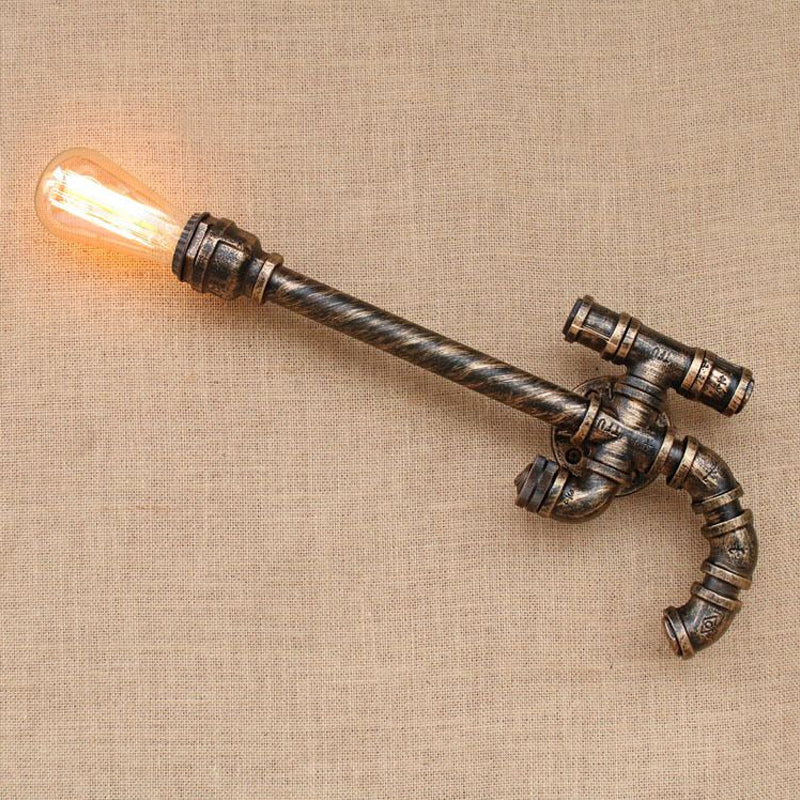 Vivolux | 1 Glühbirne pistolenförmige Wandlampe mit Rohrdesign Lagerstil Antikbronze Eisen Wandmontierte Leuchte