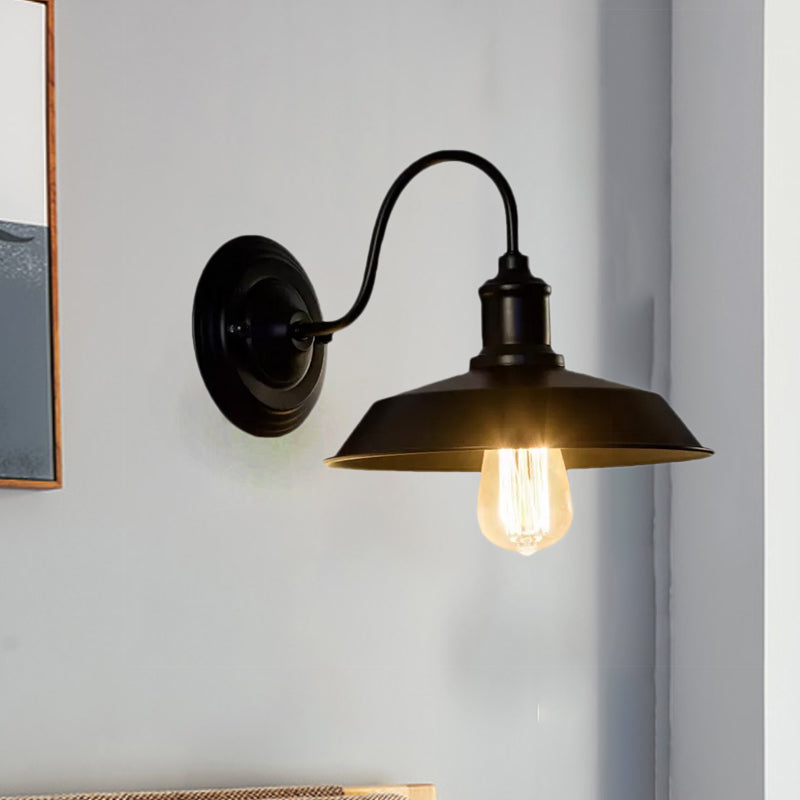 Vivolux | 1 Glühbirne Wandbeleuchtung mit Scheunenlampe Metall Vintage Stil Restaurant Wandleuchte Licht in Schwarz