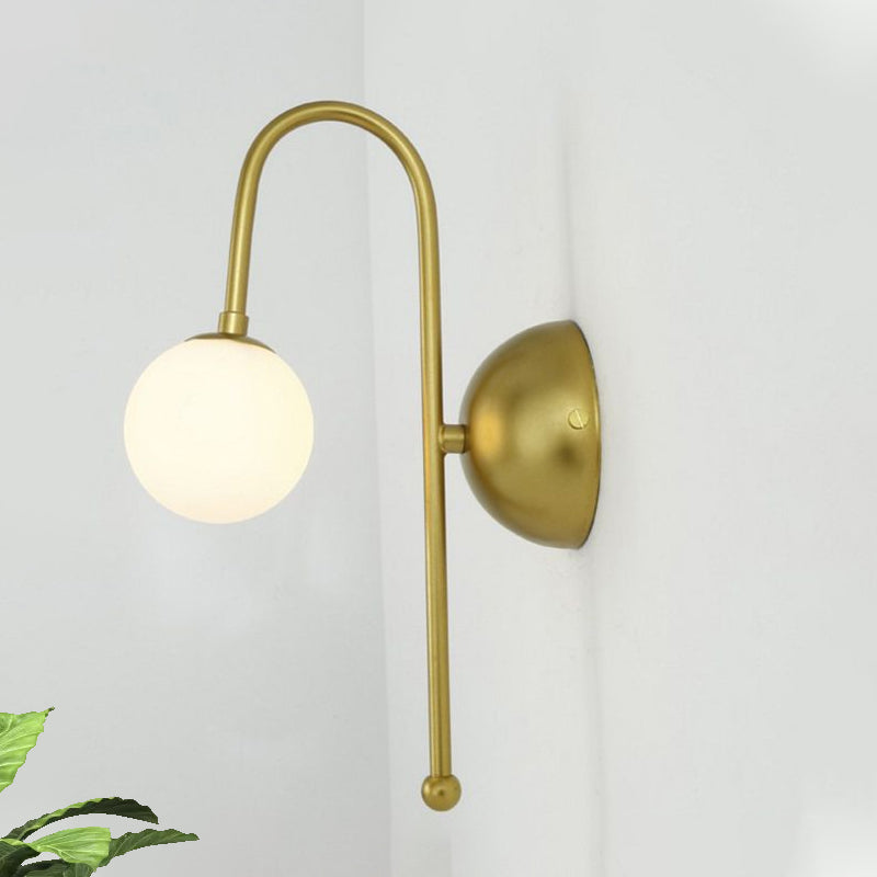 Vivolux | 1 Glühbirne Globus Wandmontierte Leuchte Modern Gold Opalglas Beleuchtung für das Wohnzimmer
