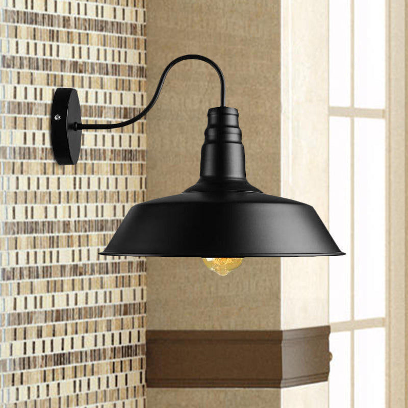 Vivolux | 1 Kopf Scheunen Wandleuchte Retro-Stil Schwarz-Finish Metall Wandlampe mit Stecker-Kabel für Esszimmer
