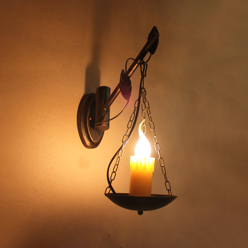 Vivolux | Rustic Loft Kaars Wandlamp Metaal 1 Licht Keuken Wandverlichting in Verouderd Messing