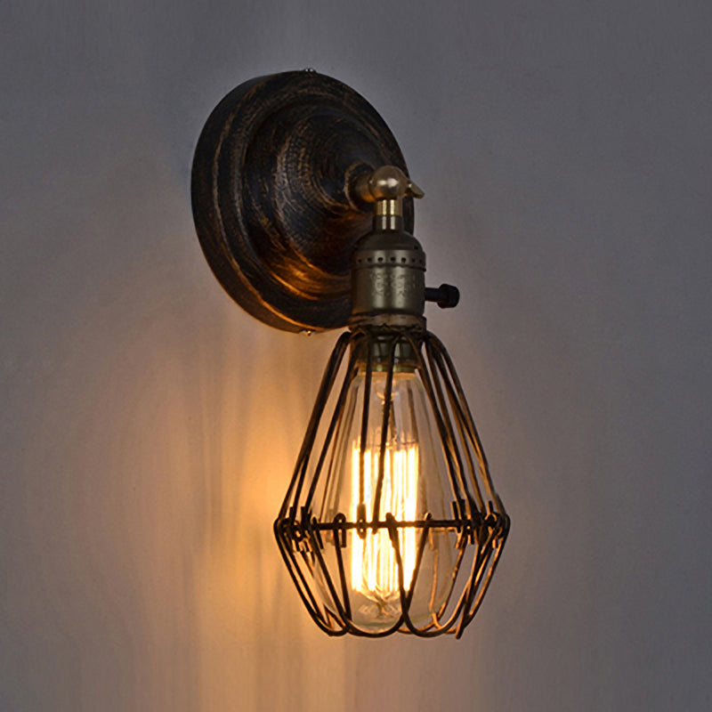 Vivolux | 1 Glühbirne Drahtkäfig Wandleuchte Landhausstil Stylische Antike Messing Schmiedeeisen Wandleuchte Beleuchtung für Restaurant