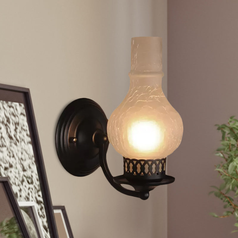Vivolux | 1 Glühbirne Vase Schirm Wandmontierte Lichtarmatur Rustikal Weiß/Amber Spritzglas Beleuchtung für Flur