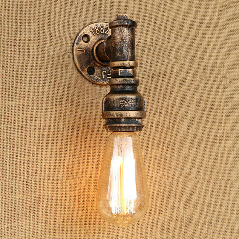 Vivolux | 1 Glühbirne Wand Sconce Beleuchtung mit Wasserrohr Metall Schirm Rustikal Industrie Wohnzimmer Wandlampe in Bronze