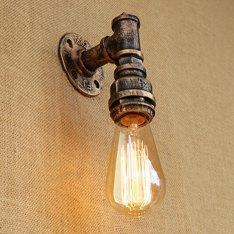 Vivolux | 1 Glühbirne Wand Sconce Beleuchtung mit Wasserrohr Metall Schirm Rustikal Industrie Wohnzimmer Wandlampe in Bronze