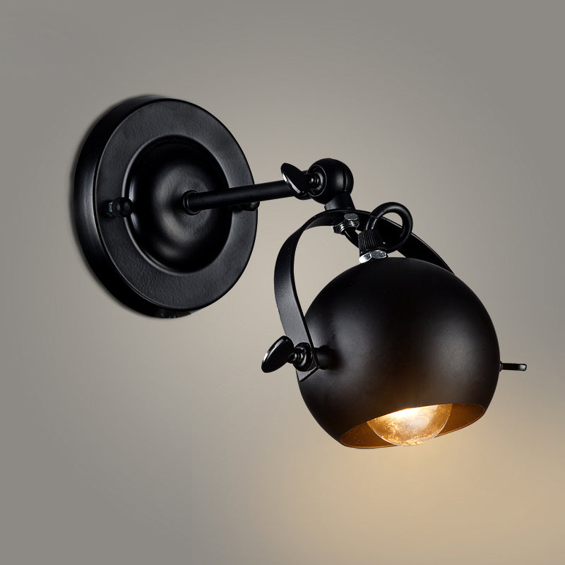 Vivolux | 1 Glühbirne Wandlampe Industrie Global Schirm Metall Verstellbare Wandleuchte in Schwarz für Restaurant