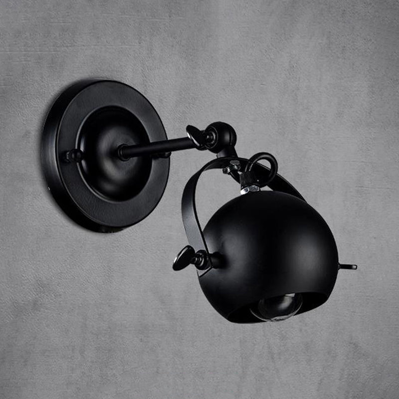 Vivolux | 1 Glühbirne Wandlampe Industrie Global Schirm Metall Verstellbare Wandleuchte in Schwarz für Restaurant
