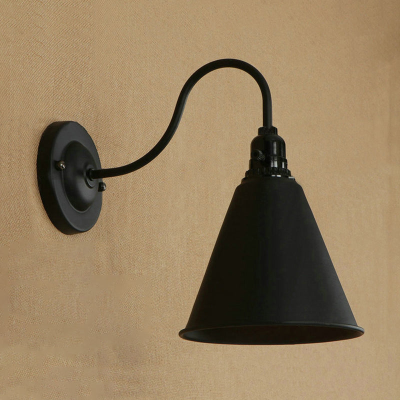 Vivolux | 1 Kopf Gooseneck Wandbeleuchtung mit konischer Schirm Industrielles schwarzes Metall Wandleuchte für das Esszimmer