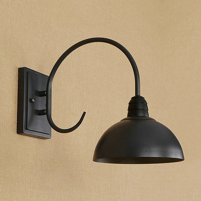 Vivolux | 1 Kopf Wand Sconce Retro Kuppelschirm Metall Sconce Lichtfixture mit gebogenem Arm in Schwarz