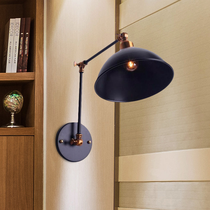 Vivolux | 1 Glühbirnen Wandleuchte Vintage Schwenkarm Metall Wandbeleuchtung mit Schalenlicht in Schwarz für Treppenhaus