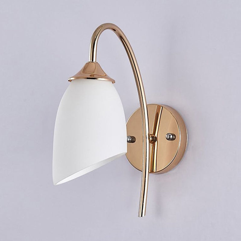 Vivolux | 1 Glühbirne Winkel Shade Wandmontierte Licht Fixture Modern Schwarz/Gold Milchglas Beleuchtung für Schlafzimmer