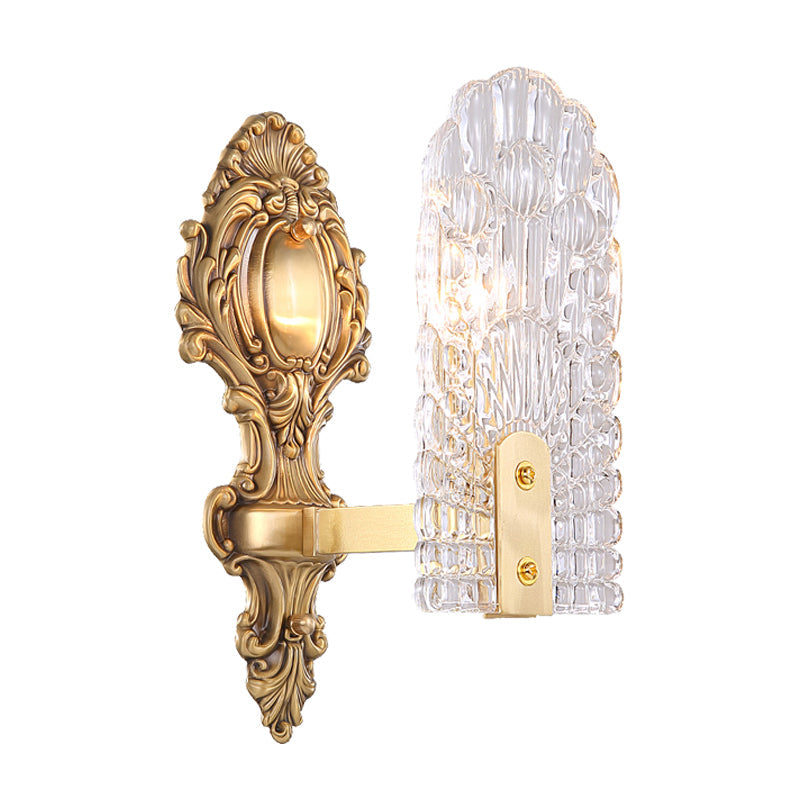 Vivolux | Verlängerte Nachttisch-Wandlampe Klassisches klares Gitterglas 1/2-Glühbirne Messing Wandbeleuchtung Fixture