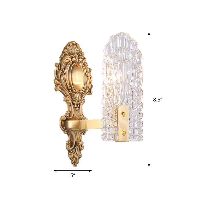 Vivolux | Verlängerte Nachttisch-Wandlampe Klassisches klares Gitterglas 1/2-Glühbirne Messing Wandbeleuchtung Fixture