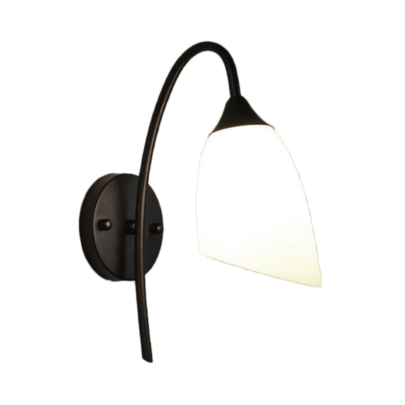 Vivolux | 1 Glühbirne Winkel Shade Wandmontierte Licht Fixture Modern Schwarz/Gold Milchglas Beleuchtung für Schlafzimmer