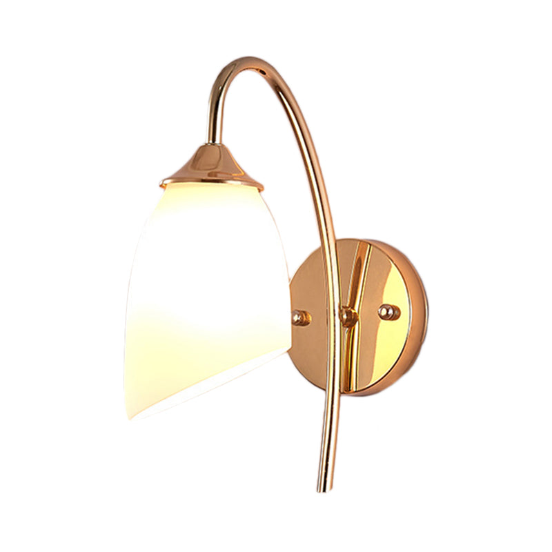 Vivolux | 1 Glühbirne Winkel Shade Wandmontierte Licht Fixture Modern Schwarz/Gold Milchglas Beleuchtung für Schlafzimmer
