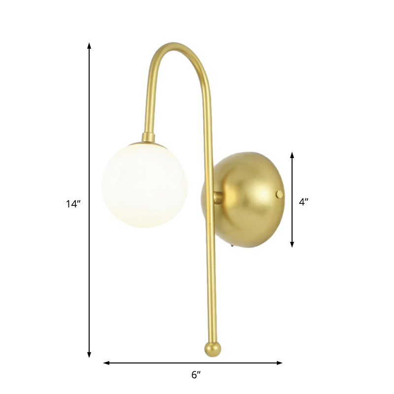 Vivolux | 1 Glühbirne Globus Wandmontierte Leuchte Modern Gold Opalglas Beleuchtung für das Wohnzimmer