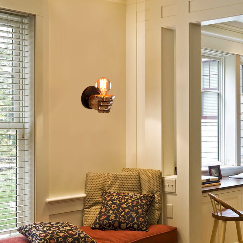 Vivolux | 1 Kopf Wandlampe mit Rechts/Links Hand Schirm Holz Industriellen Stil Wohnzimmer Wandleuchte in Braun