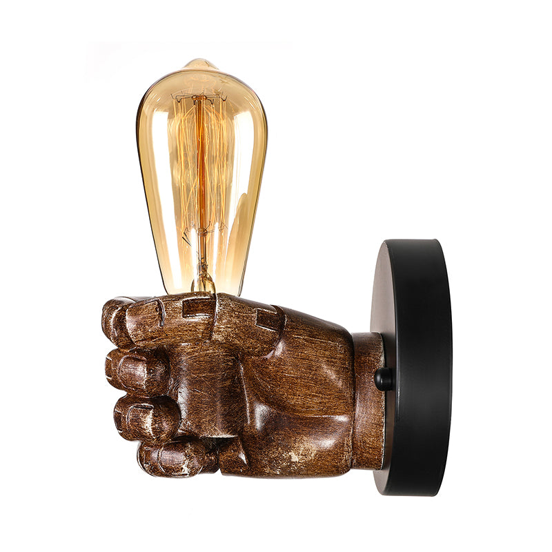 Vivolux | 1 Kopf Wandlampe mit Rechts/Links Hand Schirm Holz Industriellen Stil Wohnzimmer Wandleuchte in Braun