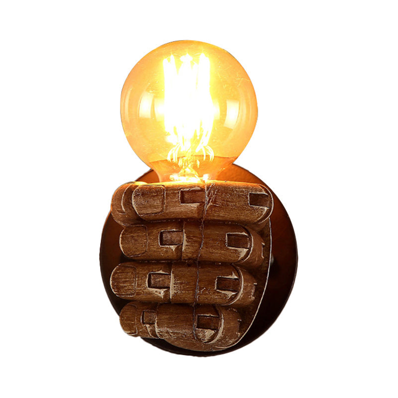 Vivolux | 1 Kopf Wandlampe mit Rechts/Links Hand Schirm Holz Industriellen Stil Wohnzimmer Wandleuchte in Braun