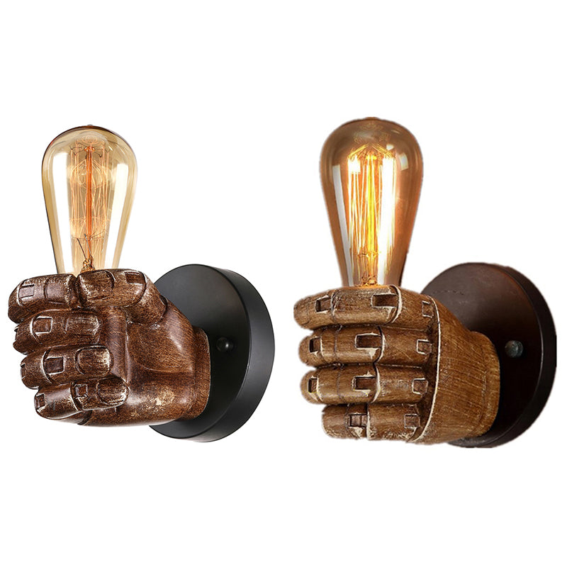 Vivolux | 1 Kopf Wandlampe mit Rechts/Links Hand Schirm Holz Industriellen Stil Wohnzimmer Wandleuchte in Braun