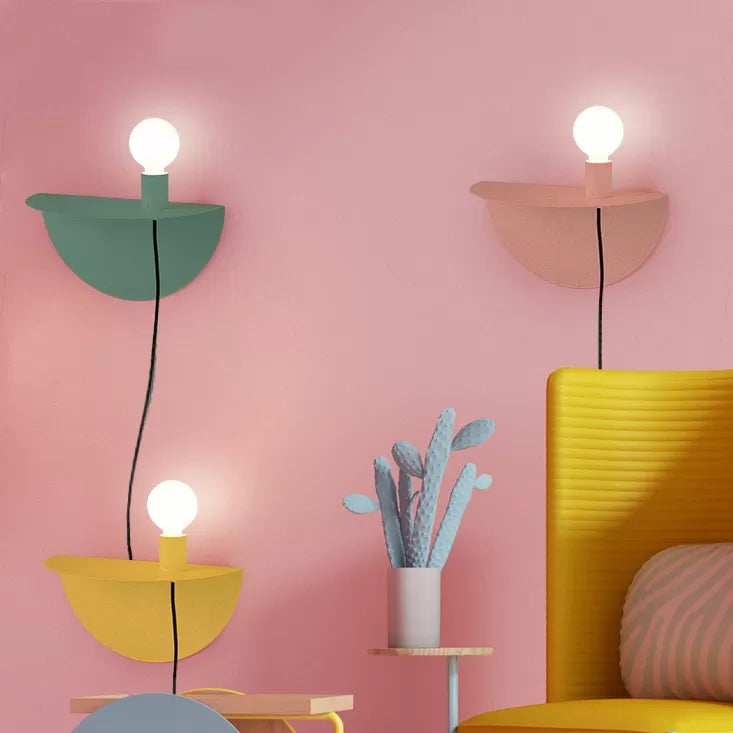 Vivolux | Open Bulb Kinder Schlafzimmer Wandlicht mit Halbkreis Metall 1 Licht Nordic Style Wandleuchte