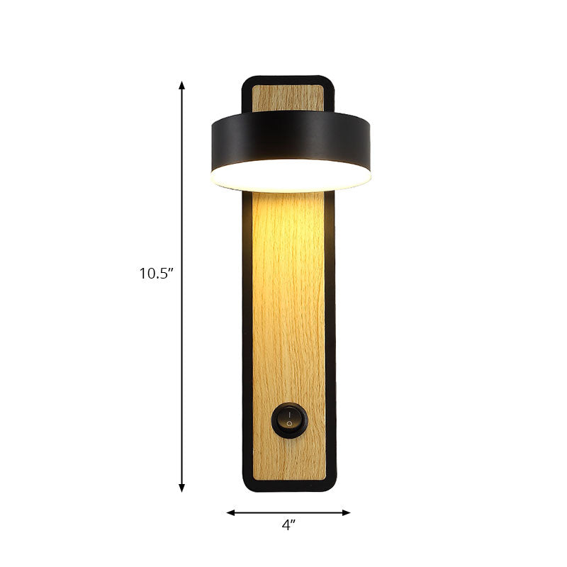 Vivolux | Draaibare 1 Licht Ronde LED Wandlamp Moderne Houten Zwart/Wit Naar Beneden Verlichting in Warm/Wit Licht