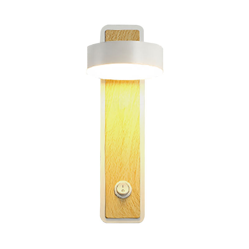Vivolux | Draaibare 1 Licht Ronde LED Wandlamp Moderne Houten Zwart/Wit Naar Beneden Verlichting in Warm/Wit Licht