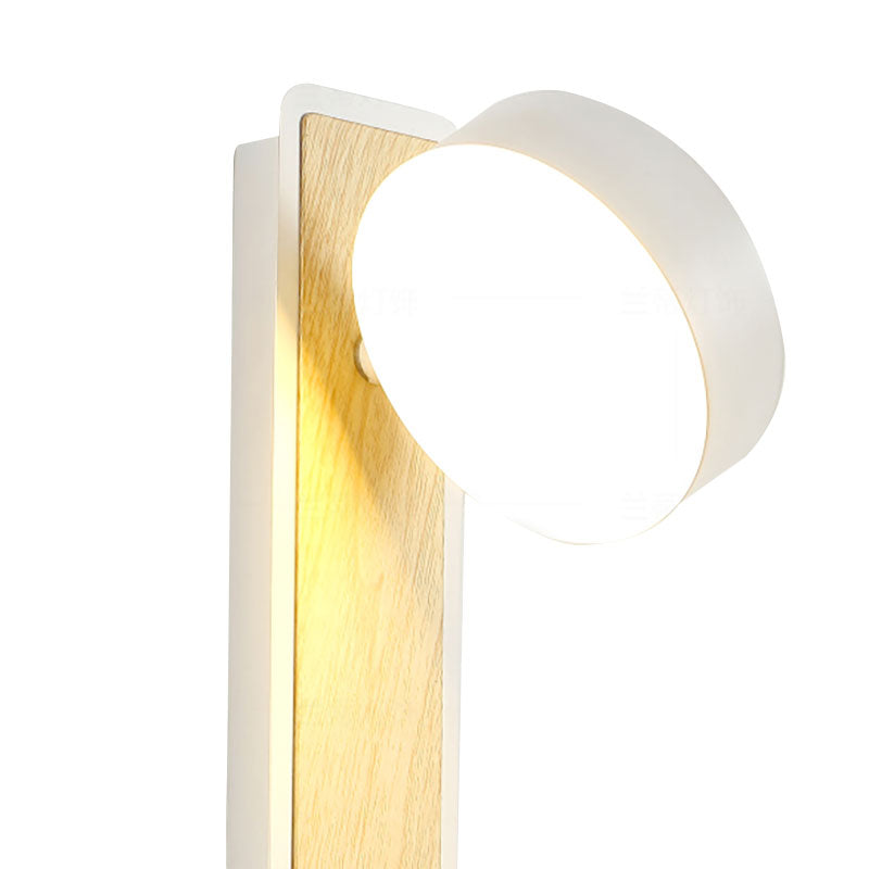 Vivolux | Draaibare 1 Licht Ronde LED Wandlamp Moderne Houten Zwart/Wit Naar Beneden Verlichting in Warm/Wit Licht