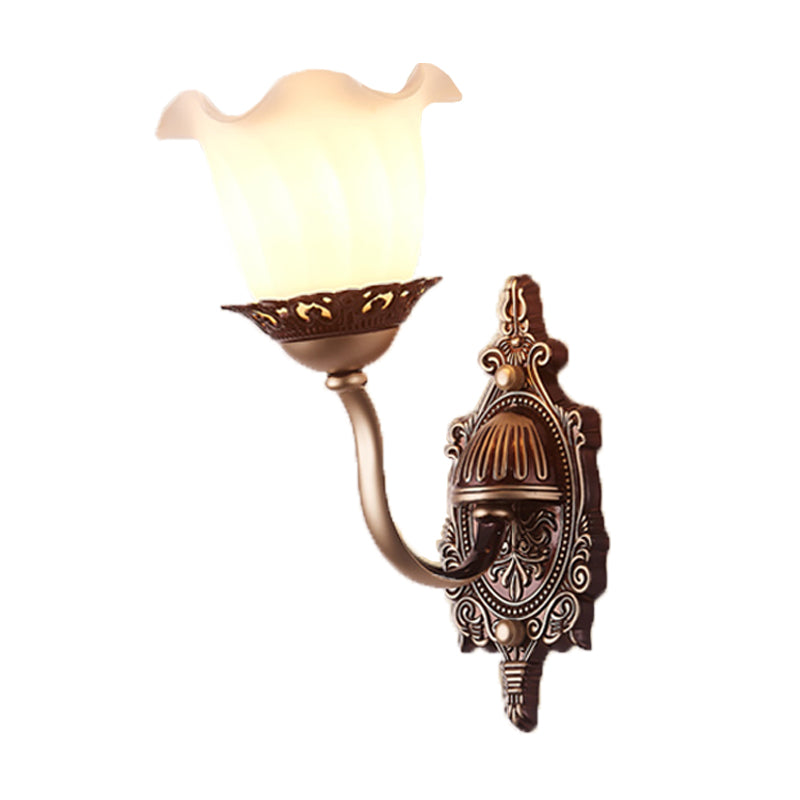 Vivolux | Rustieke Stijl Bloesem Wandlamp 1/2-Kop Opaline Glas Wandmontage Verlichting in Bruin voor Woonkamer